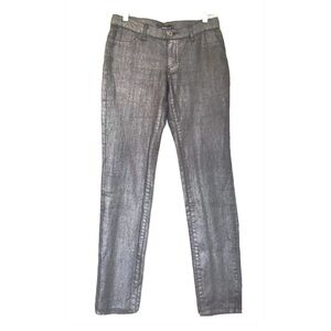 CONTRABAND Sz 7 Skinny Slvr Gray Met Stretch Jeans